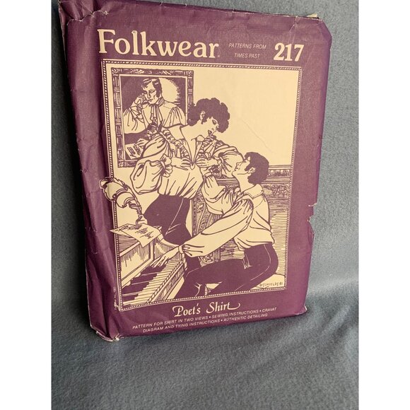 Folkwear Men and Women Poet's Shirt Sewing Pattern from Times Past 217 - Uncut - Picture 2 of 9